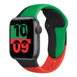 Bracelets de rechange sport en silicone Black Unity pour Apple Watch Series 6 & SE & 5 & 4 40 mm / 3 & 2 & 1 38 mm, pour Apple Watch 40 mm/38 mm
