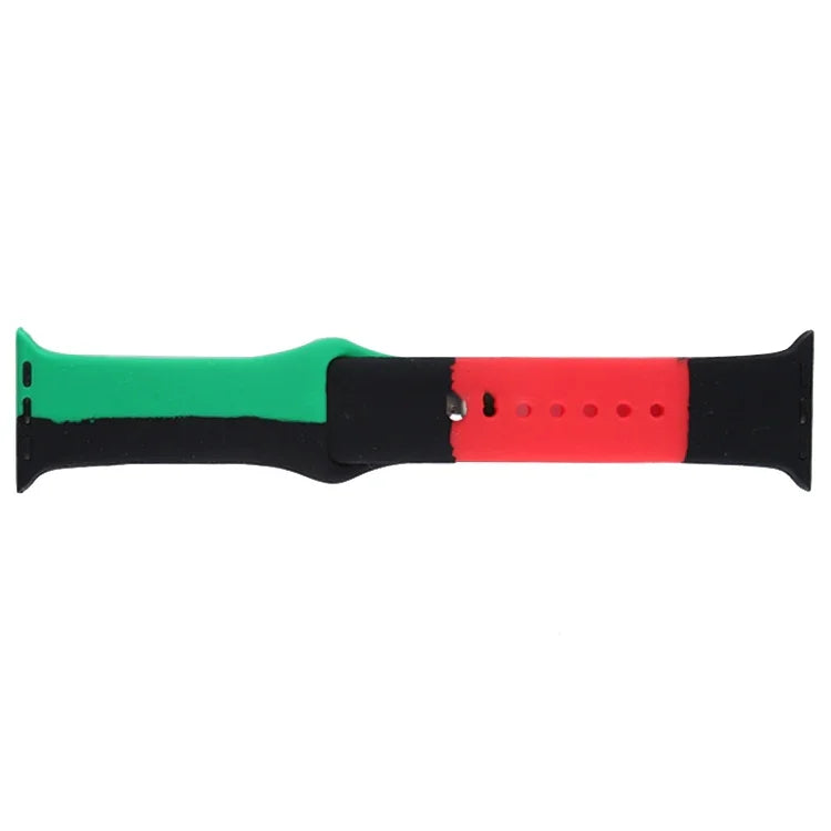 Bracelets de rechange sport en silicone Black Unity pour Apple Watch Series 6 & SE & 5 & 4 40 mm / 3 & 2 & 1 38 mm, pour Apple Watch 40 mm/38 mm