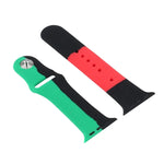 Bracelets de rechange sport en silicone Black Unity pour Apple Watch Series 6 & SE & 5 & 4 40 mm / 3 & 2 & 1 38 mm, pour Apple Watch 40 mm/38 mm