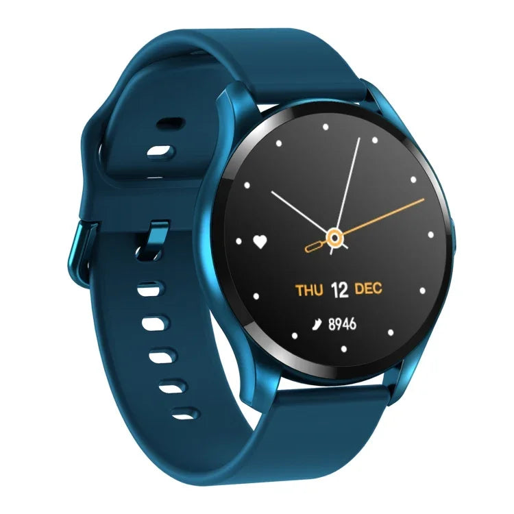 Montre connectée T88 avec écran couleur TFT de 1,28 pouce, étanche IP67, compatible avec le suivi de la température corporelle, du sommeil et de la fréquence cardiaque.