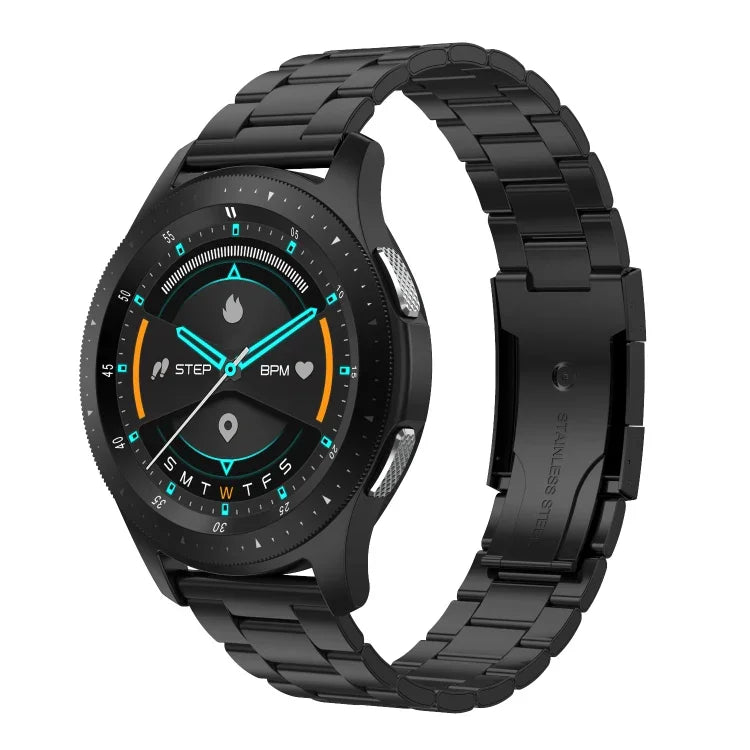 Bracelet connecté W68 avec écran tactile de 1,54 pouce, étanche IP67, compatible avec la surveillance de l'oxygène sanguin, les appels Bluetooth et le suivi de la fréquence cardiaque. Style : bracelet en acier.