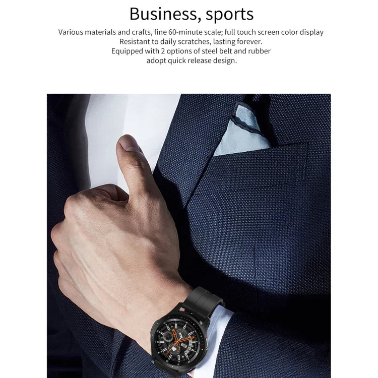Bracelet connecté W68 avec écran tactile de 1,54 pouce, étanche IP67, compatible avec la surveillance de l'oxygène sanguin, les appels Bluetooth et le suivi de la fréquence cardiaque. Style : bracelet en acier.