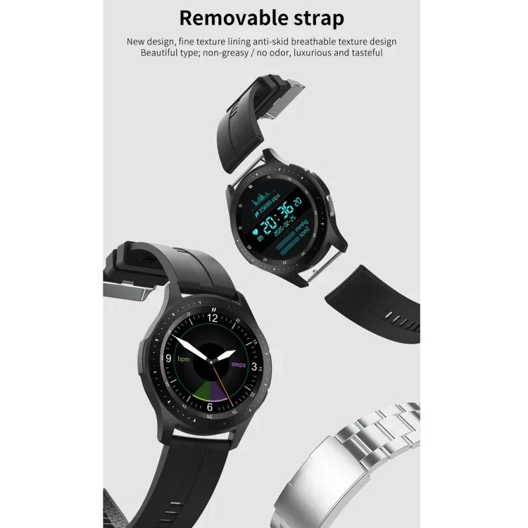 Bracelet connecté W68 avec écran tactile de 1,54 pouce, étanche IP67, compatible avec la surveillance de l'oxygène sanguin, les appels Bluetooth et le suivi de la fréquence cardiaque. Style : bracelet en acier.