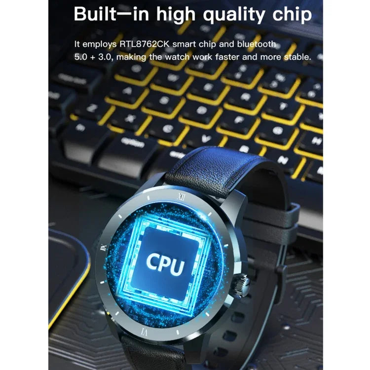 Montre connectée MX12 avec écran couleur IPS de 1,3 pouce, étanche IP68, prend en charge les appels Bluetooth / la surveillance du sommeil / la surveillance de la fréquence cardiaque, bracelet en acier