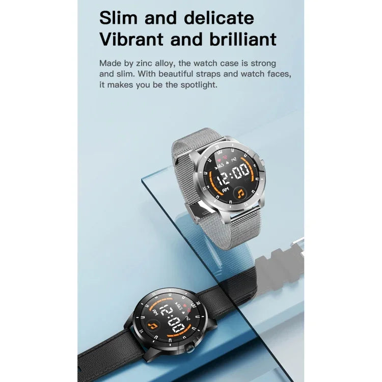 Montre connectée MX12 avec écran couleur IPS de 1,3 pouce, étanche IP68, prend en charge les appels Bluetooth / la surveillance du sommeil / la surveillance de la fréquence cardiaque, bracelet en acier
