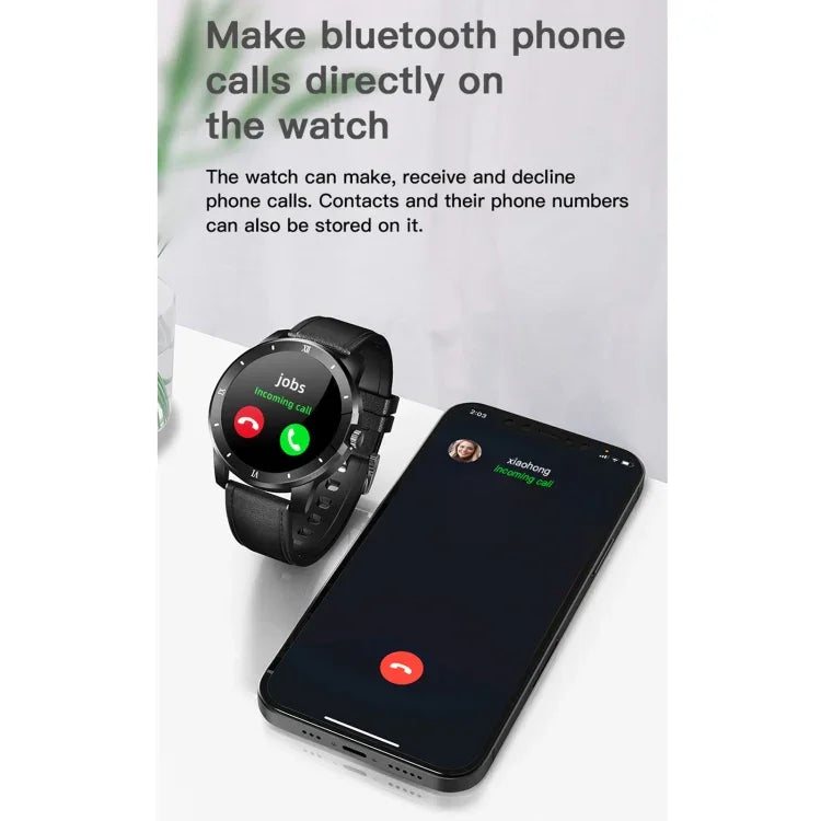 Montre connectée MX12 avec écran couleur IPS de 1,3 pouce, étanche IP68, prend en charge les appels Bluetooth / la surveillance du sommeil / la surveillance de la fréquence cardiaque, bracelet en acier