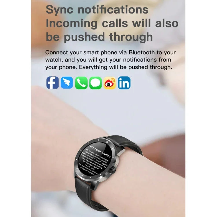 Montre connectée MX12 avec écran couleur IPS de 1,3 pouce, étanche IP68, prend en charge les appels Bluetooth / la surveillance du sommeil / la surveillance de la fréquence cardiaque, bracelet en acier