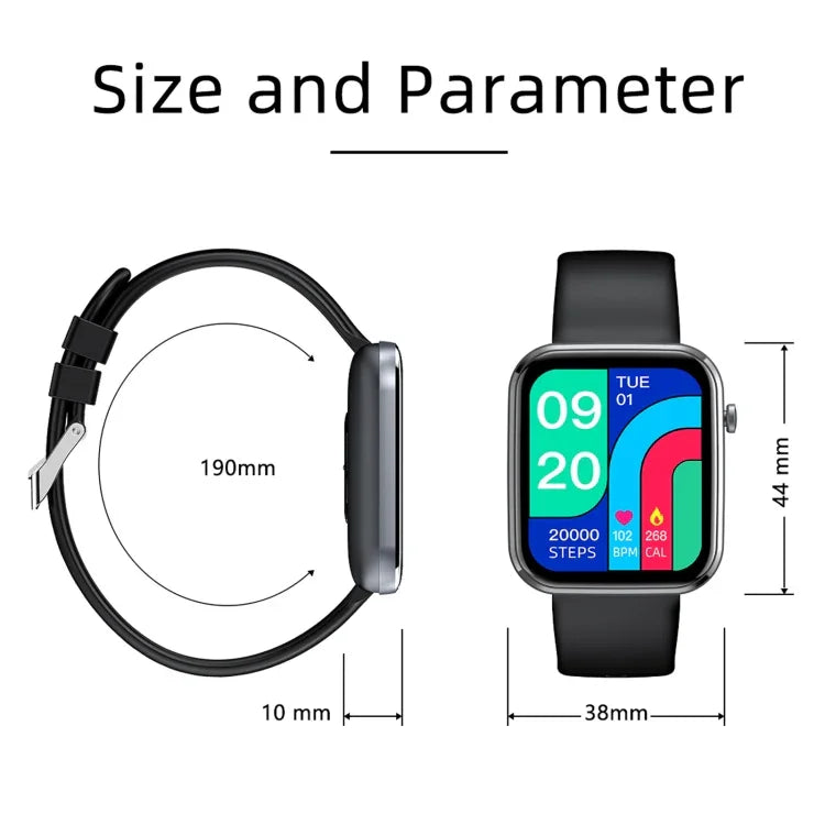 Montre connectée Z15 avec écran tactile de 1,69 pouce, étanche IP67, compatible avec le suivi de la pression artérielle, du sommeil et de la fréquence cardiaque.