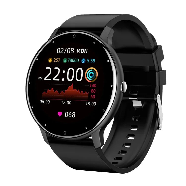 Montre connectée ZL02 avec écran tactile de 1,28 pouce, étanche IP67, prenant en charge la surveillance de la pression artérielle, du sommeil et de la fréquence cardiaque.