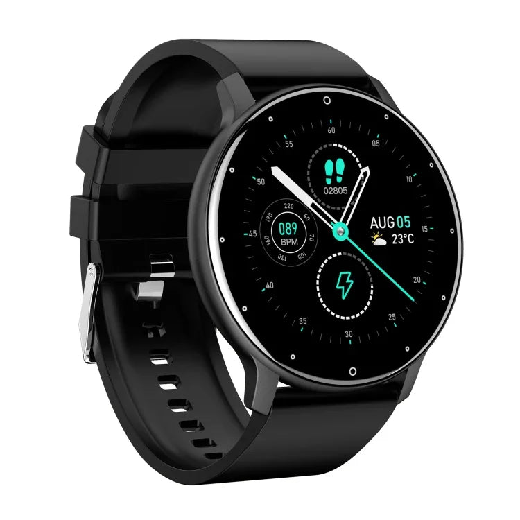 Montre connectée ZL02 avec écran tactile de 1,28 pouce, étanche IP67, prenant en charge la surveillance de la pression artérielle, du sommeil et de la fréquence cardiaque.