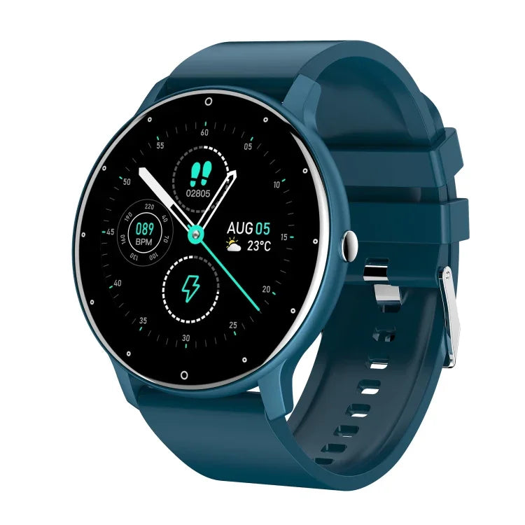 Montre connectée ZL02 avec écran tactile de 1,28 pouce, étanche IP67, prenant en charge la surveillance de la pression artérielle, du sommeil et de la fréquence cardiaque.