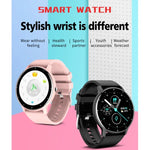 Montre connectée ZL02 avec écran tactile de 1,28 pouce, étanche IP67, prenant en charge la surveillance de la pression artérielle, du sommeil et de la fréquence cardiaque.