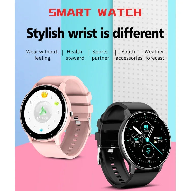 Montre connectée ZL02 avec écran tactile de 1,28 pouce, étanche IP67, prenant en charge la surveillance de la pression artérielle, du sommeil et de la fréquence cardiaque.