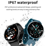 Montre connectée ZL02 avec écran tactile de 1,28 pouce, étanche IP67, prenant en charge la surveillance de la pression artérielle, du sommeil et de la fréquence cardiaque.