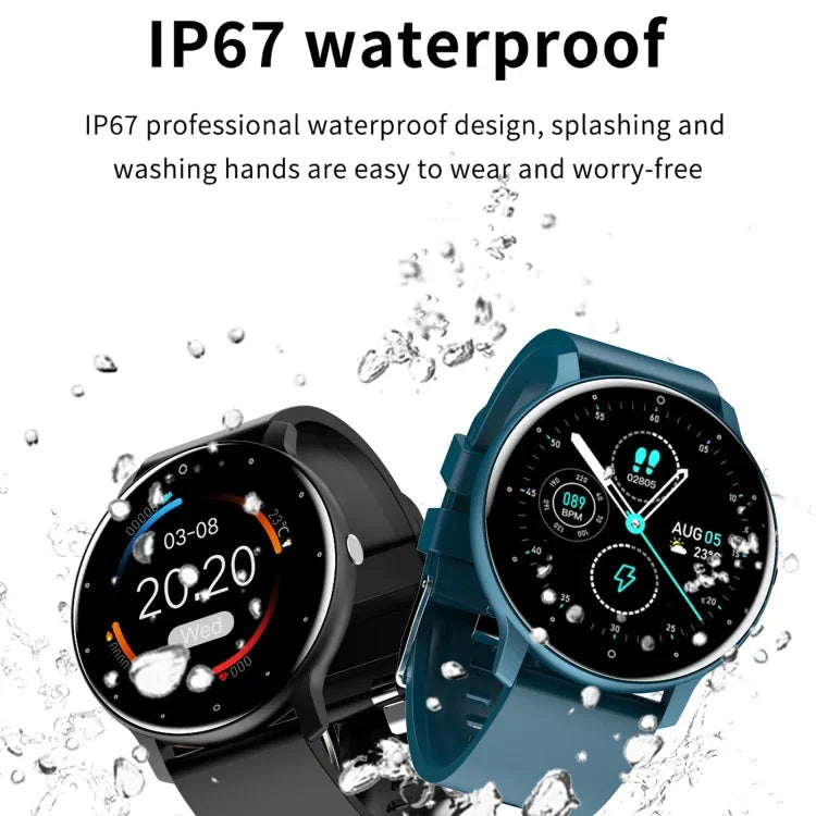 Montre connectée ZL02 avec écran tactile de 1,28 pouce, étanche IP67, prenant en charge la surveillance de la pression artérielle, du sommeil et de la fréquence cardiaque.