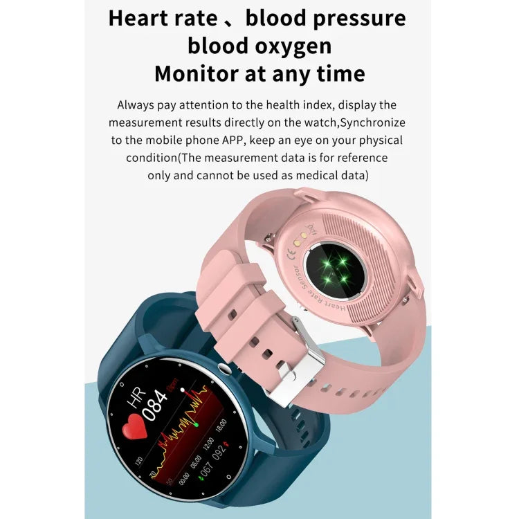 Montre connectée ZL02 avec écran tactile de 1,28 pouce, étanche IP67, prenant en charge la surveillance de la pression artérielle, du sommeil et de la fréquence cardiaque.