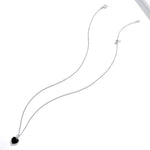 Collier Cœur Noir en Argent Sterling S925 pour Femme, Cœur Noir