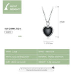 Collier Cœur Noir en Argent Sterling S925 pour Femme, Cœur Noir