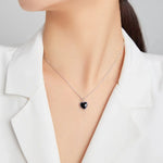 Collier Cœur Noir en Argent Sterling S925 pour Femme, Cœur Noir
