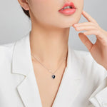 Collier Cœur Noir en Argent Sterling S925 pour Femme, Cœur Noir