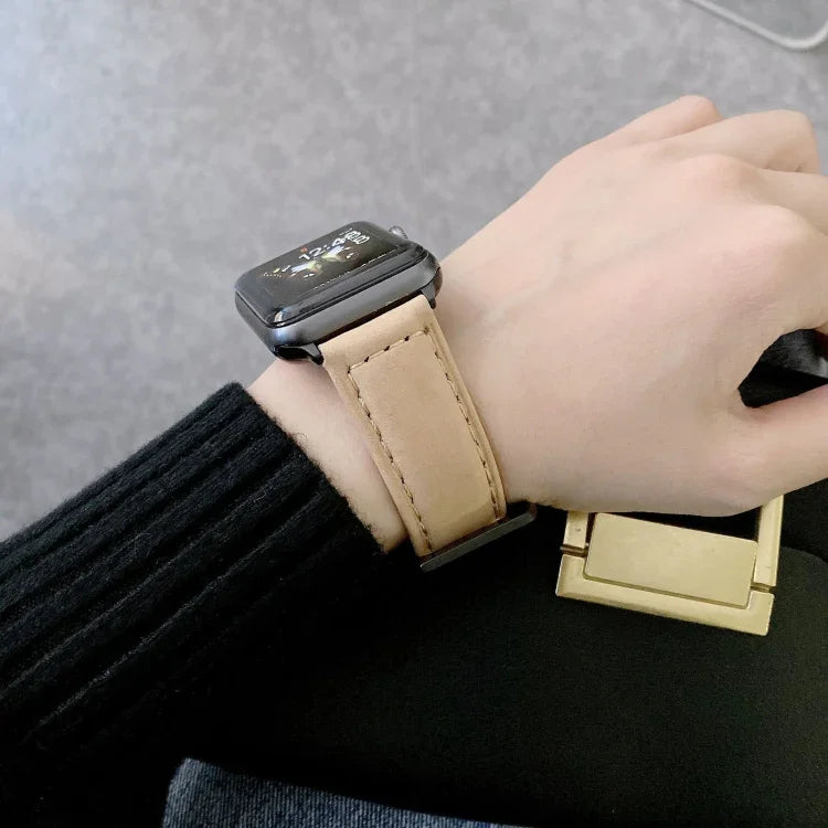 Big Head Buckle Leather Replacement Watchbands For Apple Watch Series 6 & SE & 5 & 4 40mm / 3 & 2 & 1 38mm, For Apple Watch Series 8&7 41mm / SE 2&6&SE&5&4 40mm / 3&2&1 38mm