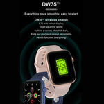 Montre connectée DW35PRO avec écran couleur de 1,75 pouce, étanche IPX7, compatible Bluetooth (répondre/rejeter les appels), suivi du sommeil et de la fréquence cardiaque, bracelet en silicone.