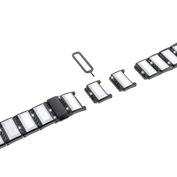 two-tone steel strap for Apple Watch with adjustable links and tool for easy resizing