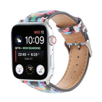 Bracelet de montre en cuir imprimé style ethnique marbre pour Apple Watch Series 6 & SE &, 5 & 4 44mm / 3 & 2 & 1 42mm, 5 & 4 40mm / 3 & 2 & 1 38mm