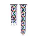 Bracelet de montre en cuir imprimé style ethnique marbre pour Apple Watch Series 6 & SE &, 5 & 4 44mm / 3 & 2 & 1 42mm, 5 & 4 40mm / 3 & 2 & 1 38mm