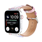 Bracelet de montre en cuir imprimé style ethnique marbre pour Apple Watch Series 6 & SE &, 5 & 4 44mm / 3 & 2 & 1 42mm, 5 & 4 40mm / 3 & 2 & 1 38mm