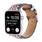 Bracelet de montre en cuir imprimé style ethnique marbre pour Apple Watch Series 6 & SE &, 5 & 4 44mm / 3 & 2 & 1 42mm, 5 & 4 40mm / 3 & 2 & 1 38mm