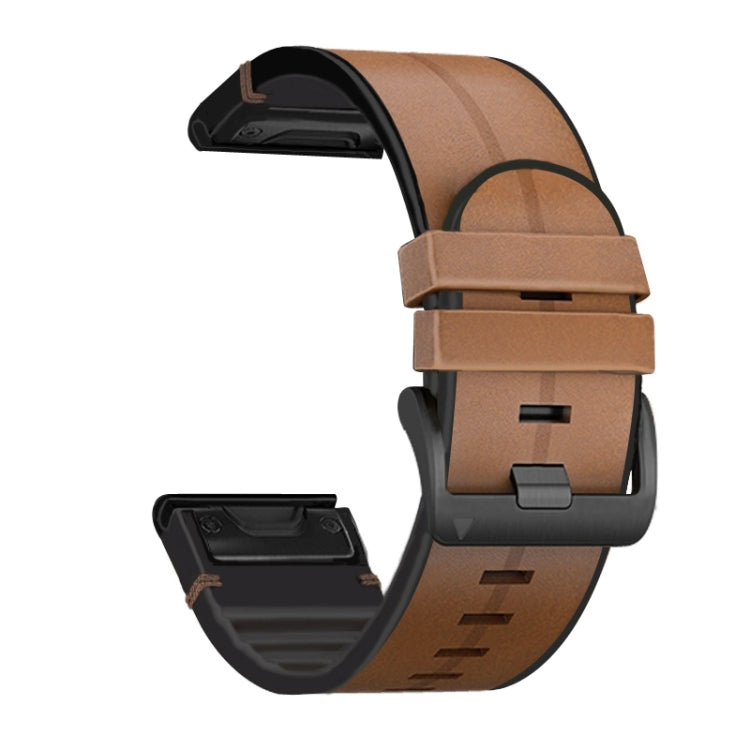 Silicone + Leather Quick Release Replacement Strap Watchband, For Garmin Fenix 6, For Garmin Fenix 6X