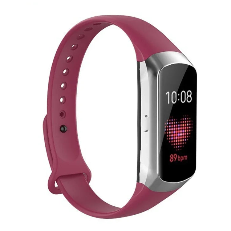 Bracelet de montre de remplacement en silicone brillant avec boutons décoratifs pour Samsung Galaxy Fit SM-R370