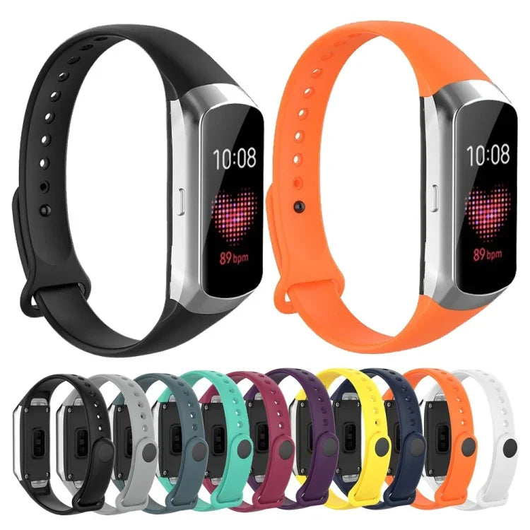 Bracelet de montre de remplacement en silicone brillant avec boutons décoratifs pour Samsung Galaxy Fit SM-R370