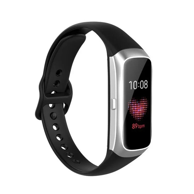 Bracelet de montre de rechange en silicone et acier avec boucle noire Shrapnel pour Samsung Galaxy Fit SM-R370