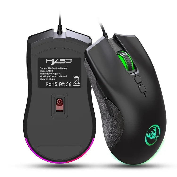 Souris filaire de jeu mécanique HXSJ A883 7 boutons 6400DPI RVB