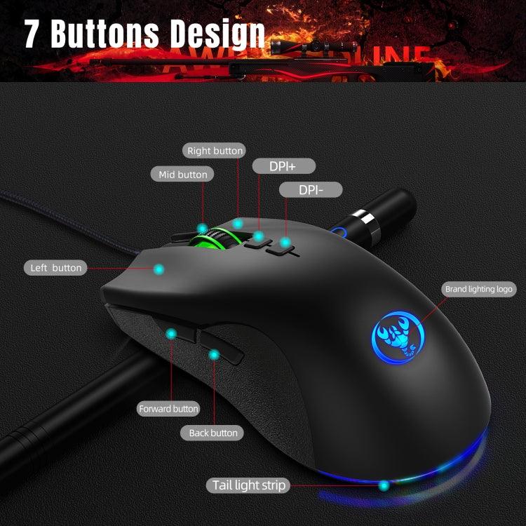 Souris filaire de jeu mécanique HXSJ A883 7 boutons 6400DPI RVB