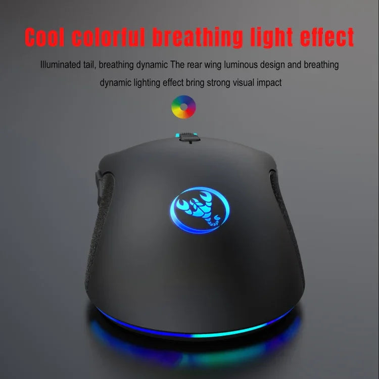Souris filaire de jeu mécanique HXSJ A883 7 boutons 6400DPI RVB