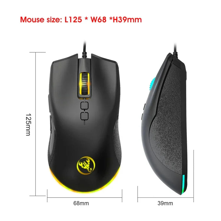 Souris filaire de jeu mécanique HXSJ A883 7 boutons 6400DPI RVB