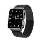 E86 Montre intelligente étanche IP68 avec écran couleur TFT 1,7 pouces, prend en charge la surveillance de l'oxygène sanguin / la surveillance de la température corporelle / le diagnostic médical IA, style : bracelet en acier, bracelet en acier (noir)