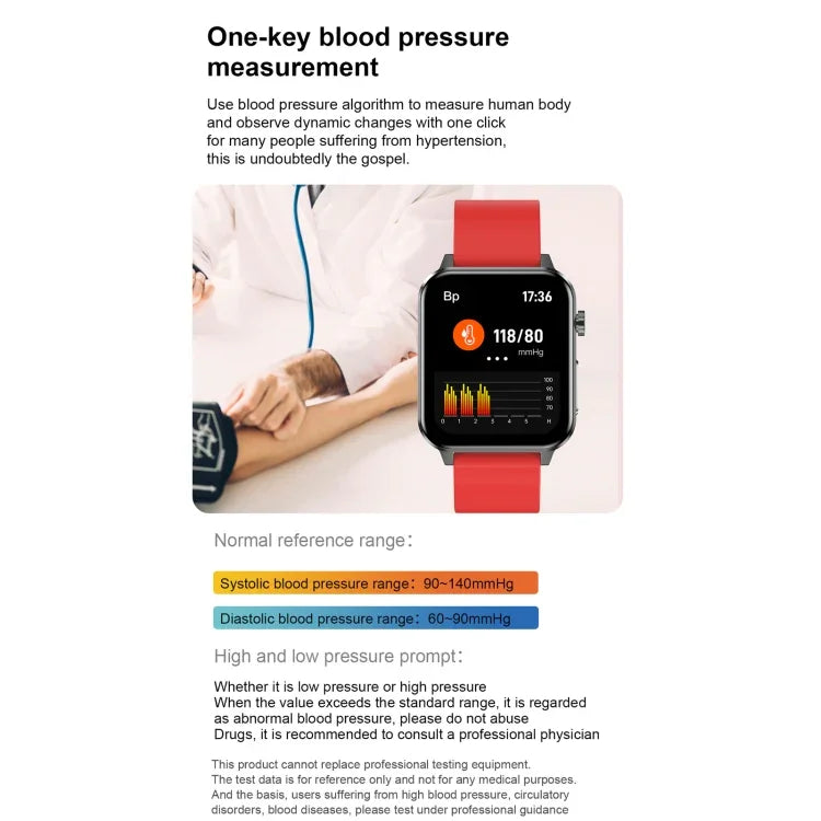 E86 Montre intelligente étanche IP68 avec écran couleur TFT 1,7 pouces, prend en charge la surveillance de l'oxygène sanguin / la surveillance de la température corporelle / le diagnostic médical IA, style : bracelet en acier, bracelet en acier (noir)