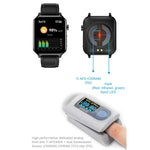 Montre connectée E86 avec écran couleur TFT 1,7 pouce, étanche IP68, compatible avec la surveillance de l'oxygène sanguin et de la température corporelle, et proposant des diagnostics médicaux par IA. Bracelet en cuir.