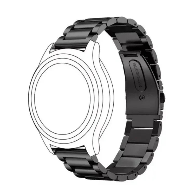 Bracelet de montre de rechange en acier inoxydable à trois boucles plates de 20 mm pour Samsung Galaxy Watch Active 2 / Amazfit GTS 2