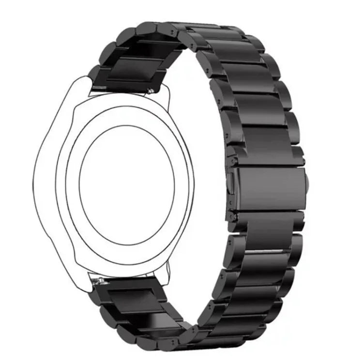 Bracelet de montre de rechange en acier inoxydable à trois boucles plates de 20 mm pour Samsung Galaxy Watch Active 2 / Amazfit GTS 2