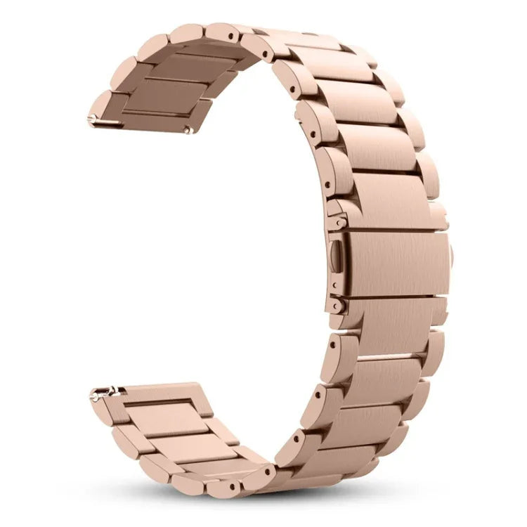 Bracelet de montre de rechange en acier inoxydable à trois boucles plates de 20 mm pour Samsung Galaxy Watch Active 2 / Amazfit GTS 2