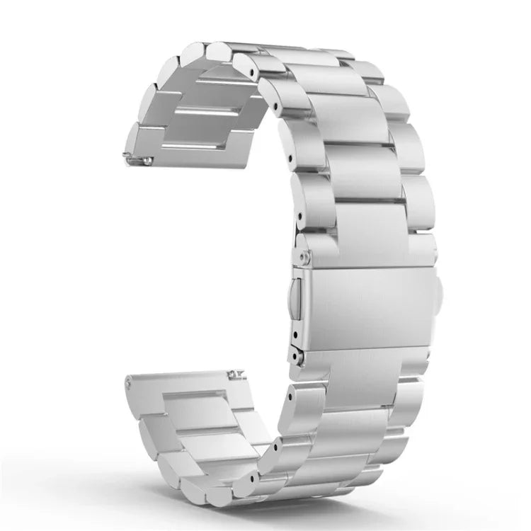 Bracelet de montre de rechange en acier inoxydable à trois boucles plates de 20 mm pour Samsung Galaxy Watch Active 2 / Amazfit GTS 2