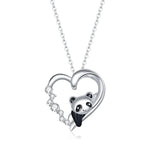 Bijoux Collier Femme Panda en Argent Sterling S925, Cœur, Panda