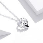 Bijoux Collier Femme Panda en Argent Sterling S925, Cœur, Panda
