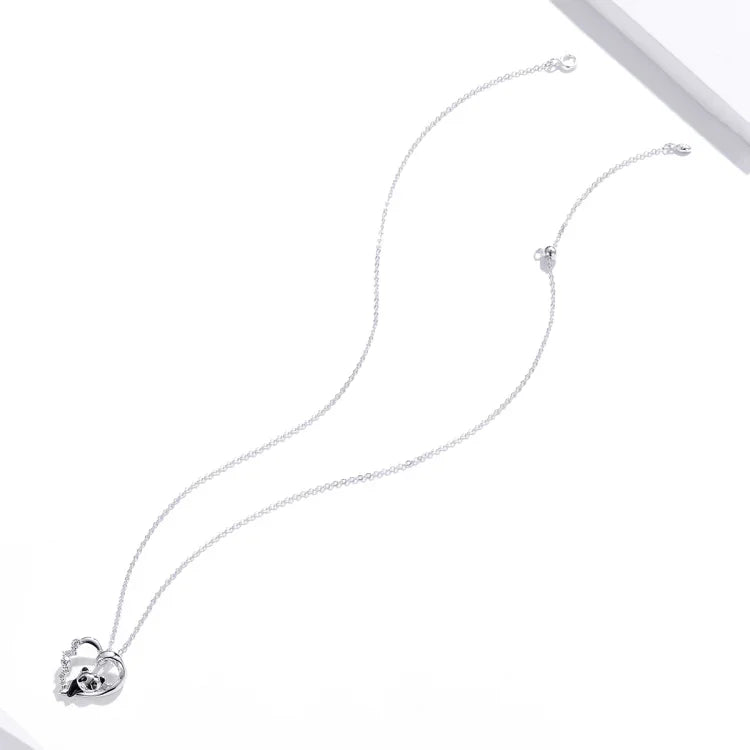 Bijoux Collier Femme Panda en Argent Sterling S925, Cœur, Panda
