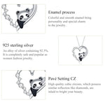 Bijoux Collier Femme Panda en Argent Sterling S925, Cœur, Panda